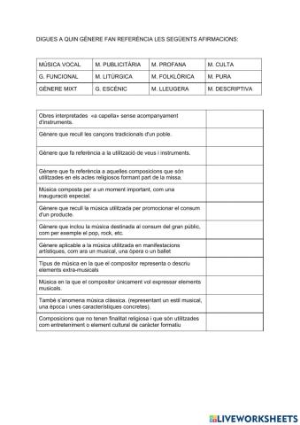 GRAELLA GÈNERES MUSICALS