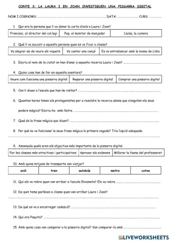 CONTE 3: La Laura i en Joan investiguen una pissarra digital