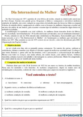 Texto Informativo- Dia da mulher