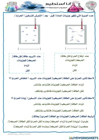 الحرارة والطاقة الحركية للجزيئات