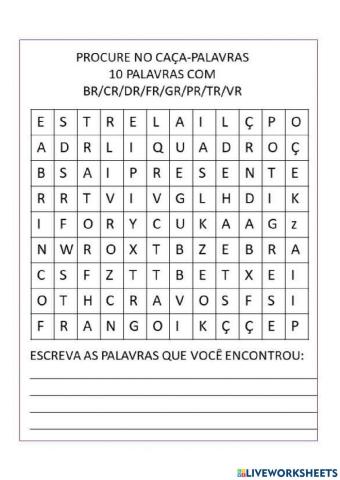 Caça palavras silabas complexas