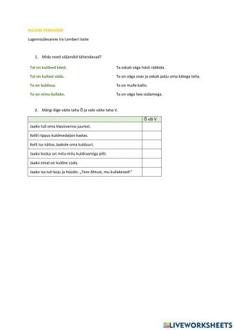 Kuldne perekond. Lugemisül Ira Lemberi loole. Lihtsam