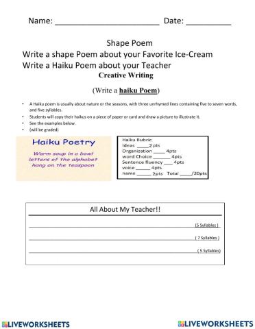 Writing Shape and Haiku Poems