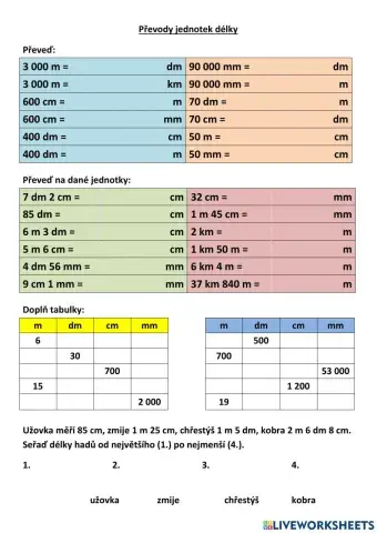 Převody jednotek délky