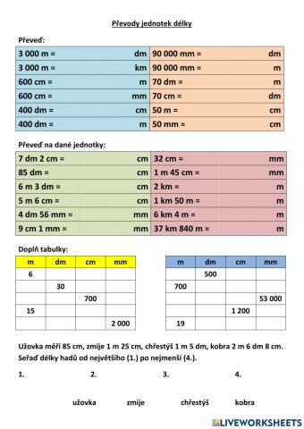 Převody jednotek délky