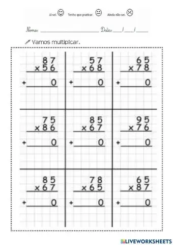 Multiplicando por 2 algarismos
