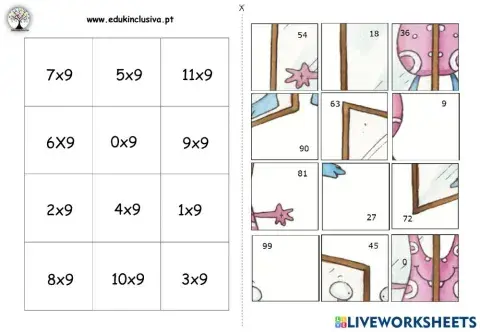 Puzzle tabuada do 9
