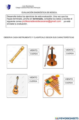Evaluación formativa 2° música
