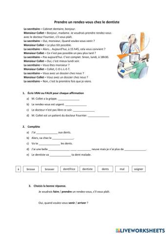 Prendre rendez-vous chez le dentiste