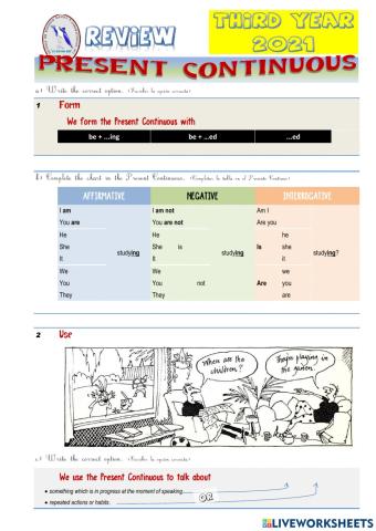 EBIMAL - Third Year - Present Continuous - Review