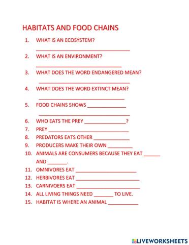 Habitats and food chains