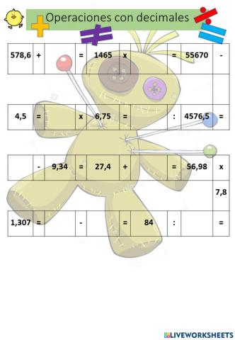 Operaciones con decimales 2