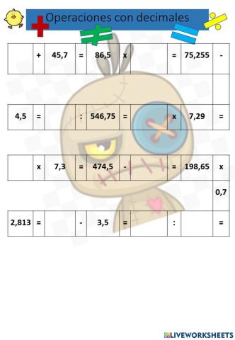 Operaciones con decimales 3
