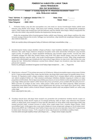 Penilaian Harian Tema 8 Subtema 3