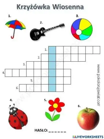 Krzyżówka z hasłem -PIKNIK-