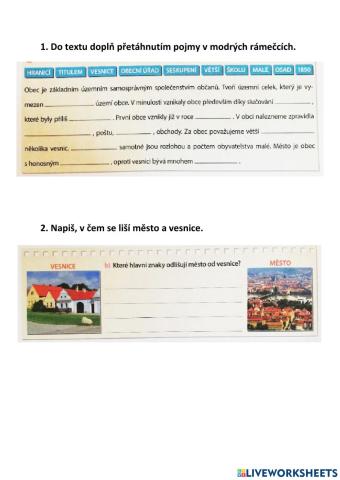 Vko - Město a vesnice