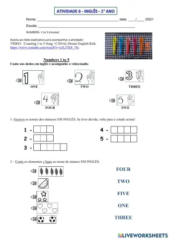 1° ano - INGLÊS - SEMANA 6