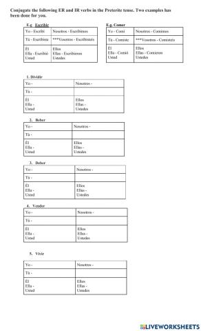 ER-IR Preterite Tense