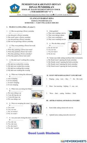 Ulangan harian bhs. inggris KD.6 kelas 6 (12-03-2021)