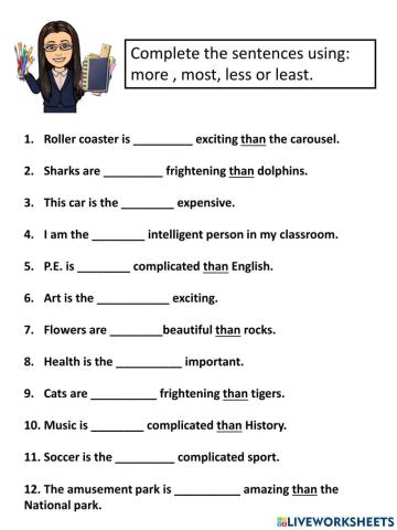 6th. Grade More, most, less, least
