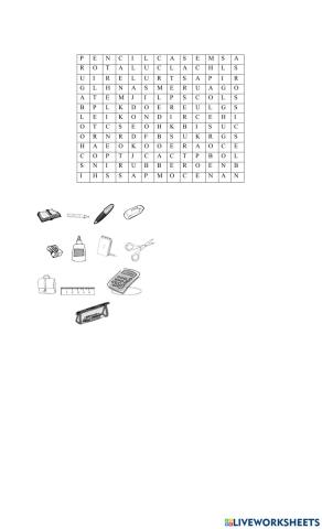 School object wordsearch
