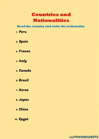 Countries and nationalities