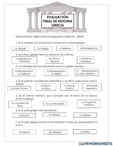 Evaluación final de historia Grecia