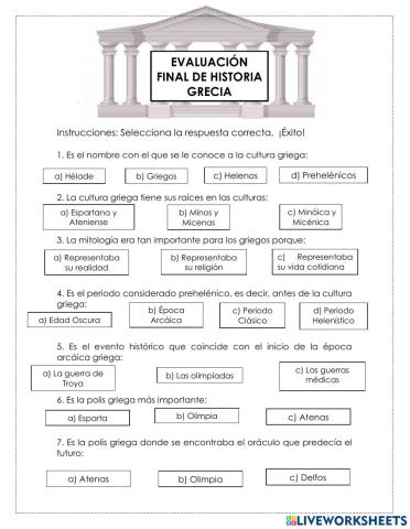 Evaluación final de historia Grecia