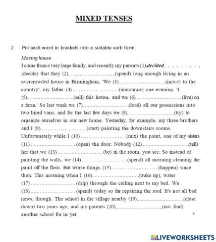 Activity - Mixed tenses: class 11-3