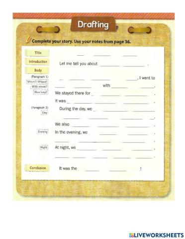 Writing : Summer Vacation