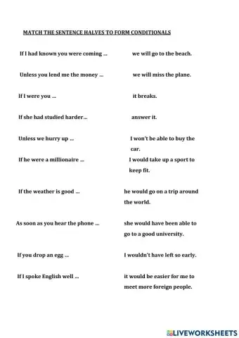 CONDITIONALS  (matching)