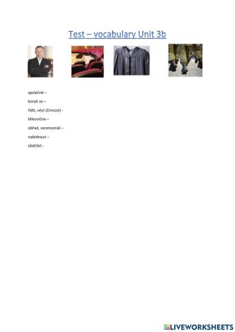Vocabulary test - unit 3