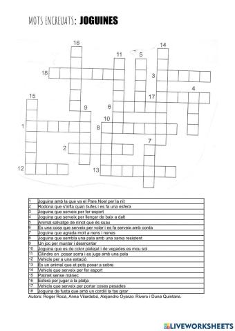 Mots encreuats: joguines