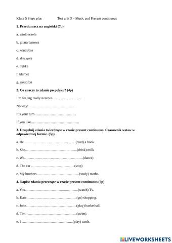 Steps plus V unit 3 music