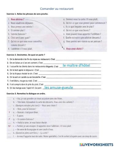 Commander au restaurant