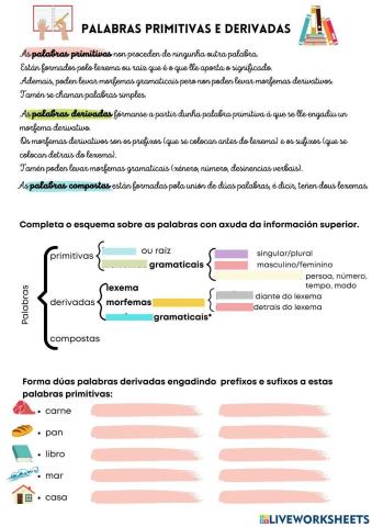 Palabras primitivas, derivadas e compostas