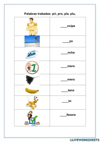 Silabas trabadas: pla, plu, pri...