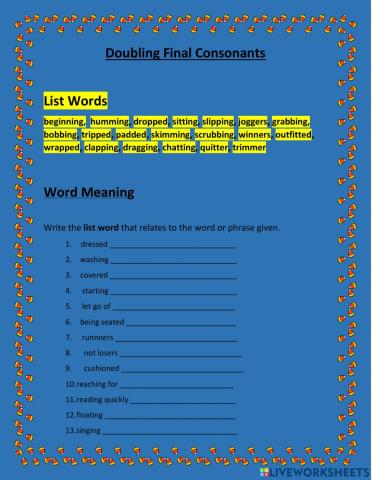 Doubling Final Consonants