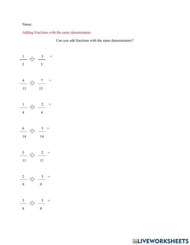 Adding Fractions with like denominators