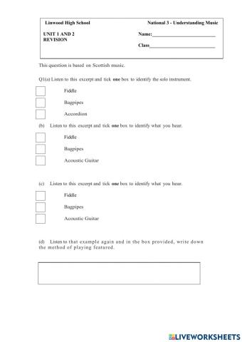 N3 Scottish and Instrumental Quiz