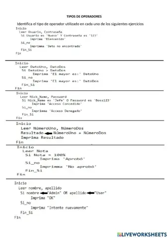 Identificación Operadores Algoritmos