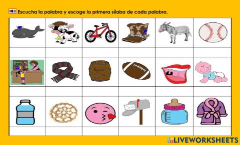 Bb: Escoge la primera sílaba