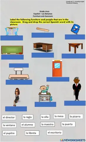 Furniture and classroom objects in Spanish