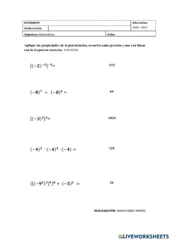Reglas de potenciación de números enteros