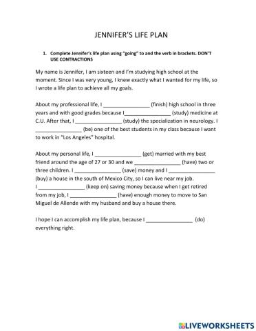 Jennifer's Life Plan