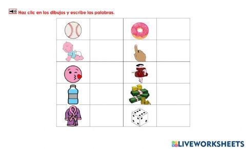 Bb-Dd: Ver dibujos y escribir palabras