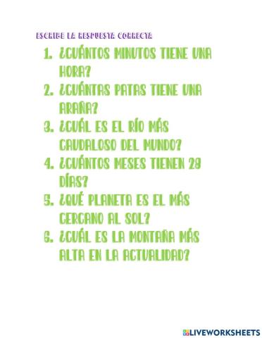 Escribe la respuesta correcta