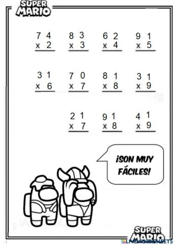 Multiplicaciones sin llevadas