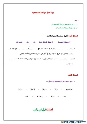 ورقة عمل الرابطة التساهمية ( التشاركية )