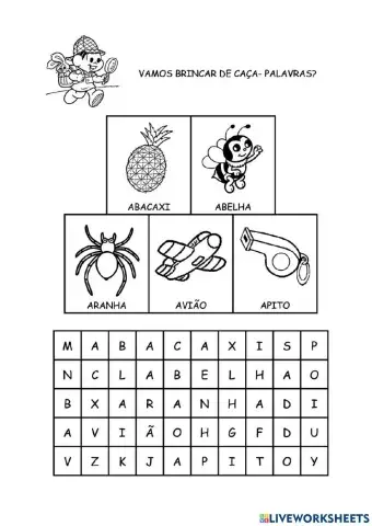 CAÇA PALAVRAS A e E